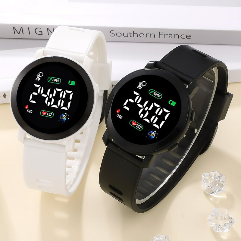 남녀공용 LED 디지털 시계, 스포츠 육군 군사 실리콘 시계, 커플 시계, 전자 시계 시계, LED 디스플레이
