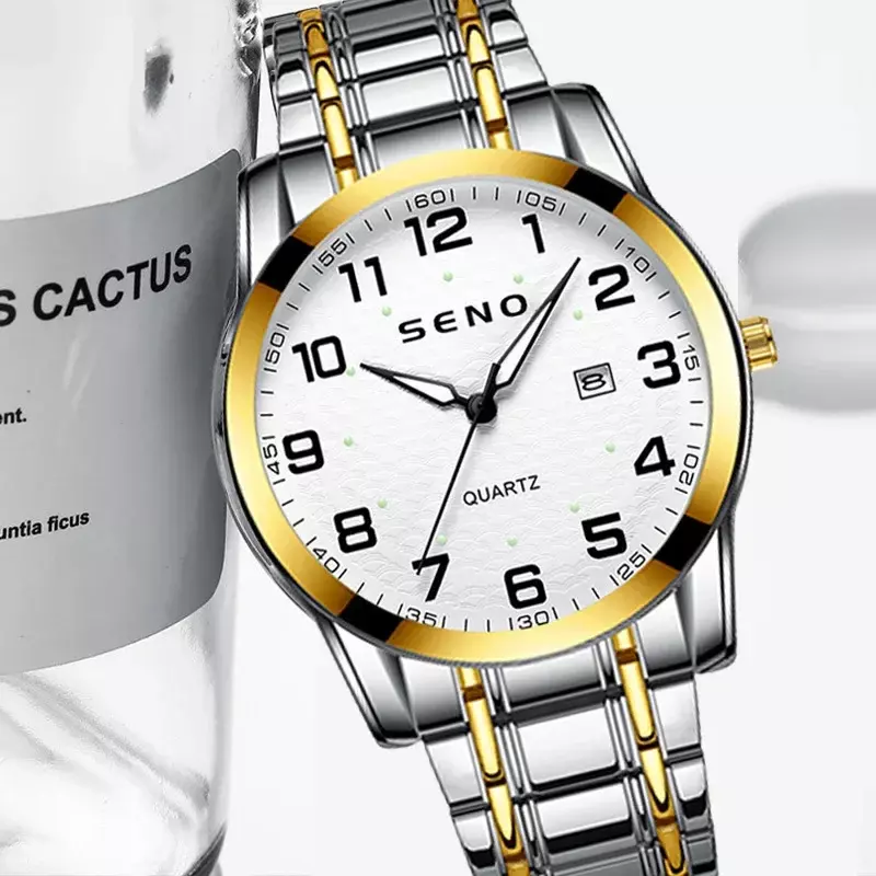 Luminous waterproof quartz watch with digital scale business calendar men's watch