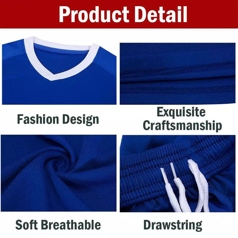 Conjunto de Jersey de fútbol personalizado para adultos, uniforme transpirable de secado rápido para entrenamiento de Club de equipo, Unisex