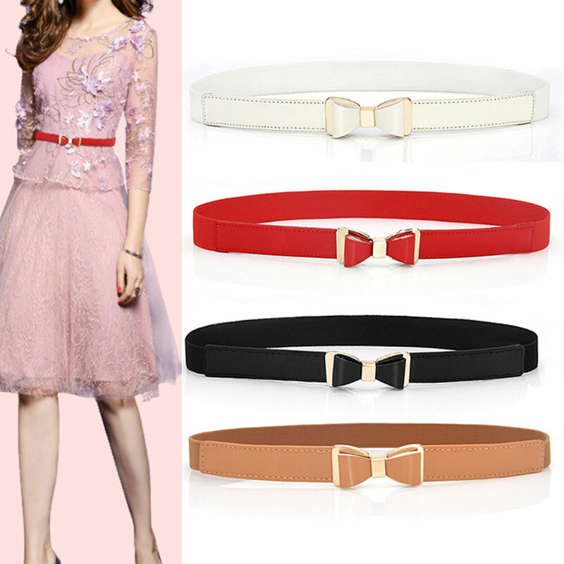 1psc Fashion Women belt Summer 4 Color Women belts Luxury Brand Colorful Bow Leather Belt Ladies Waistband Apparel Accessories