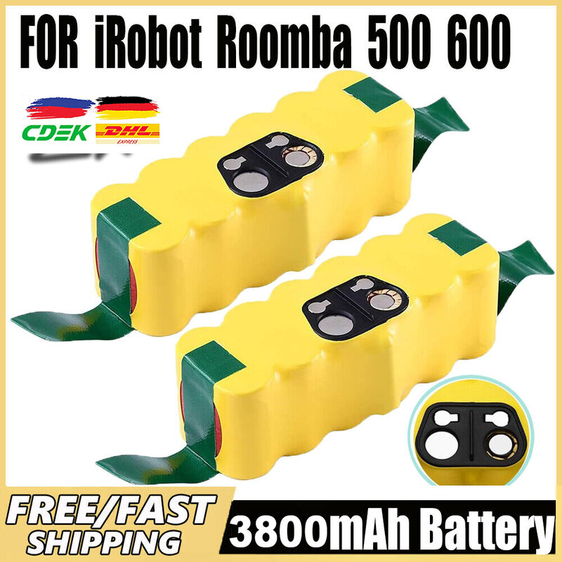 Baterias Recarregáveis para irobot Roomba, Bateria do Aspirador de Pó, 14.4V, 3800mAh, 500, 550, 560, 600, 650, 698, 780, 876, 900 Series