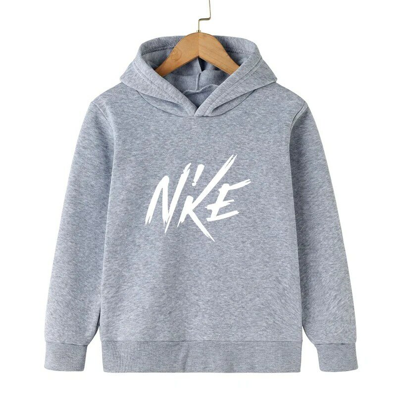 Boys and girls 2024 new hooded sweater fashion trend printing casual sportswear