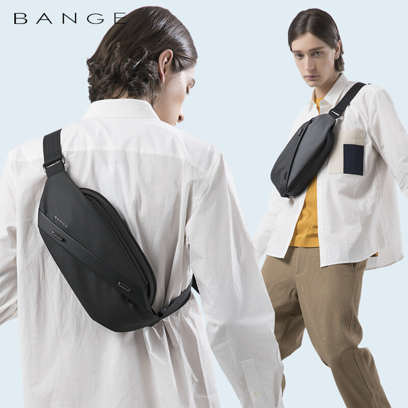 BANGE tas selempang multifungsi pria, tas dada selempang tahan air kapasitas besar untuk sabuk pinggang yang cocok