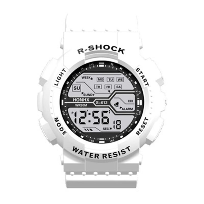 Reloj electrónico LED Digital para hombre y mujer, pulsera deportiva de moda, informal, color blanco