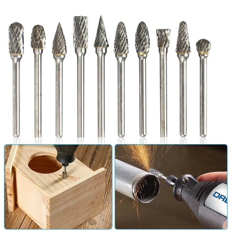 1x Tungsten Carbide Rotary File Hard Alloy Rotary Bur Drill Bit Engraving Cutter Carbide Rotary File Tungsten Wood Stone Carving