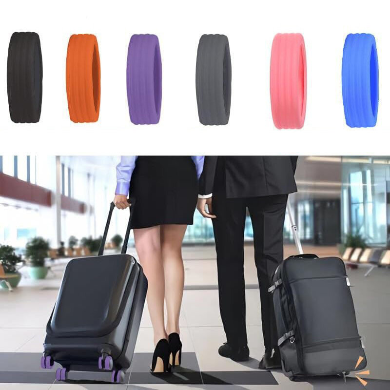 Pelindung Roda bagasi, 8 buah sepatu roda silikon, aksesori penutup pelindung koper perjalanan