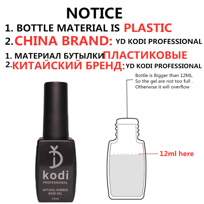 YD KODI-esmalte de uñas de Gel autonivelante ruso profesional, capa Base fuerte, barniz UV saludable para el cuidado de la reparación de uñas, 12ml