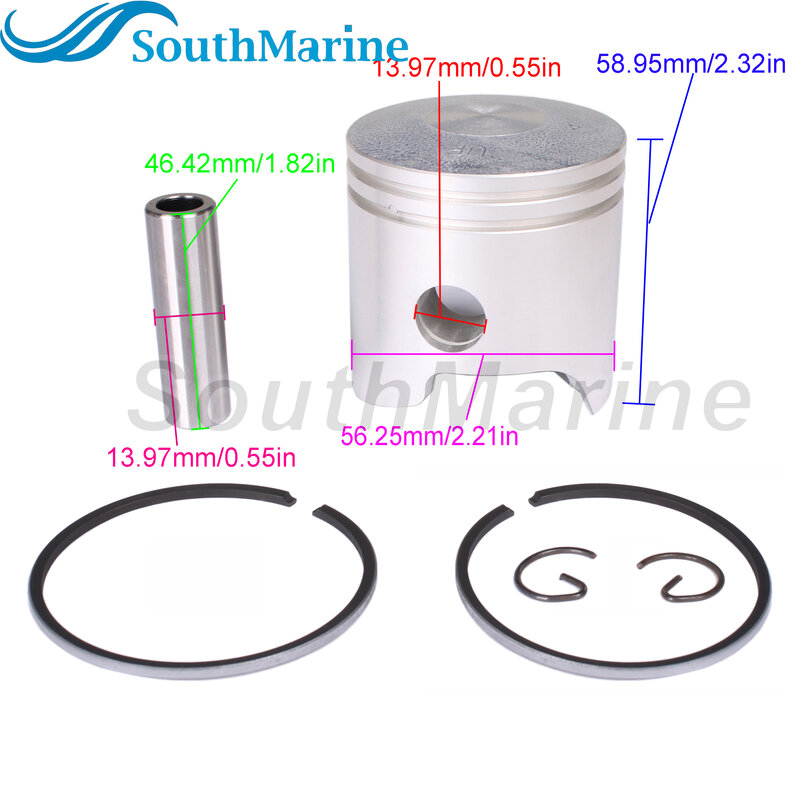 Boat Engine 6E7-11635-00 18-4136 Piston Set & 682-11610-11 Ring for Yamaha / 761-8022M 8022T 39-18939T for Mercury 9.9HP 15HP