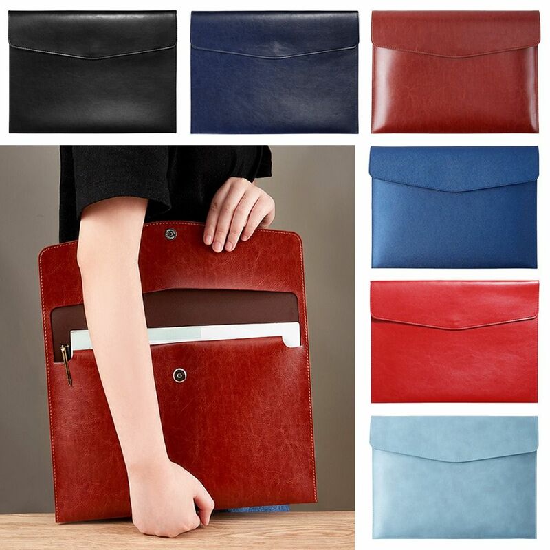 A4 A6 Document Organiser Stationery Dustproof Data Contract Bill Storage Briefcase File Bag Document Bag Leather File Folder