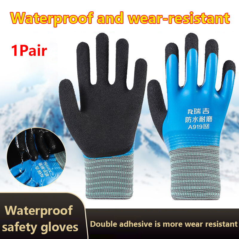 Sarung tangan nilon berlapis penuh tahan air lateks sarung tangan berkebun tahan dingin