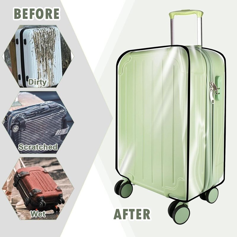 Protector de cubierta de equipaje de PVC transparente, 20/24/28 pulgadas, impermeable, a prueba de polvo, 3 piezas