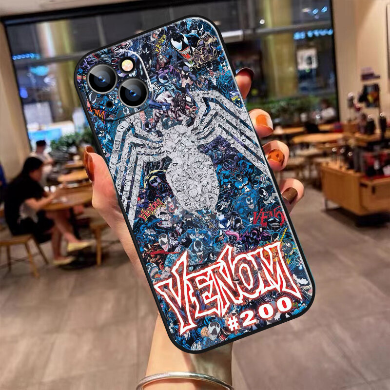 Casing Ponsel Spiderman Venom Comics untuk iPhone 14 13 12 11 Pro 12 13 Mini X XR XS Max 7 8 Plus Casing Tahan Benturan Perlindungan Penuh
