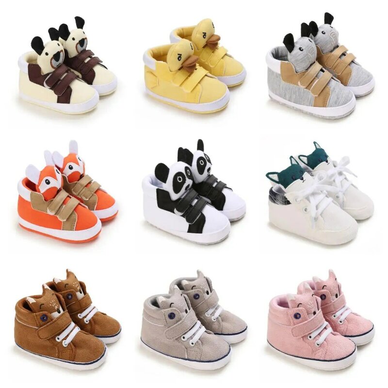 Zapatos clásicos para bebé, zapatillas planas informales con cara de Animal, botines antideslizantes de algodón, cálidos para caminar