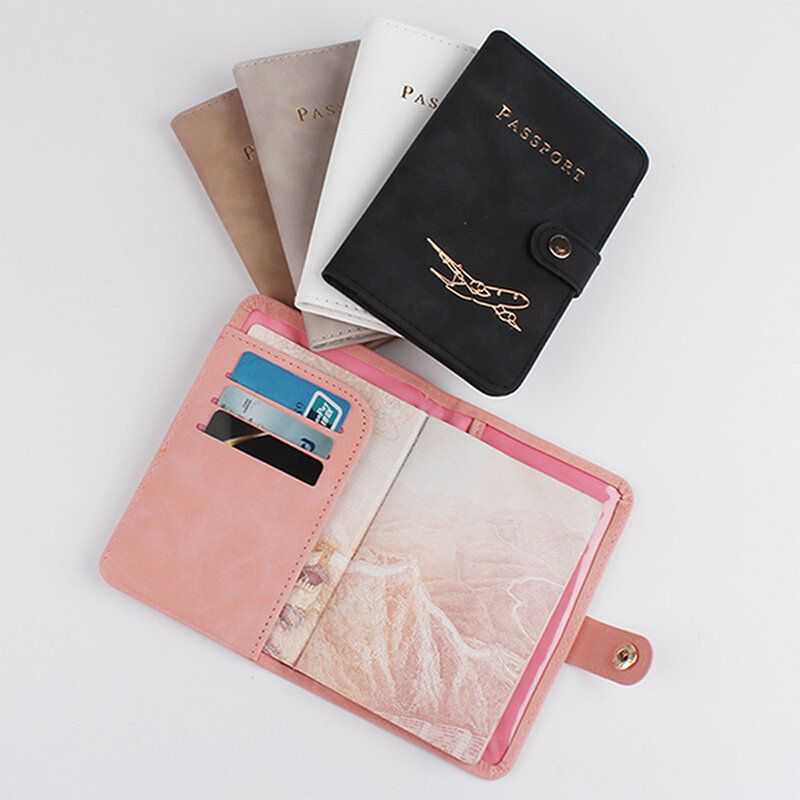 Sarung paspor wanita/pria, lucu buku paspor tahan air tempat paspor perjalanan kulit PU dompet kartu kredit
