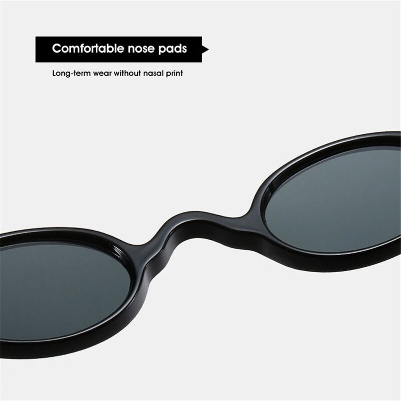 แว่นกันแดดทรงกลมแบบฮิปฮอปสไตล์พังก์สำหรับเดินทางแว่นกันแดด UV400กรอบเล็กแว่นกันแดดทรงรี