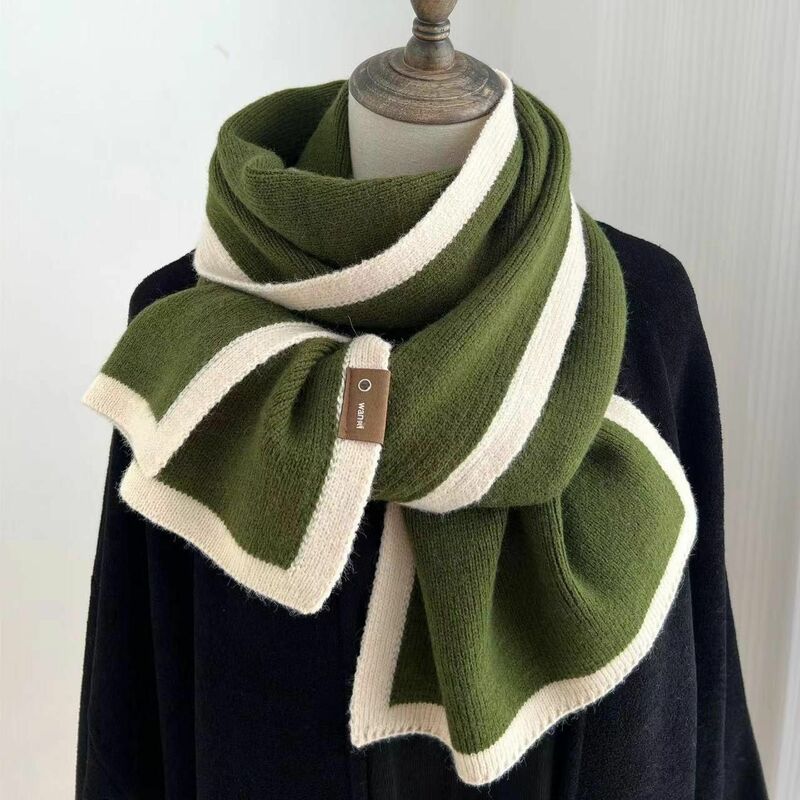 Koreanischer Stil Winter warmer Woll schal für Frauen Design gestreifte elastische Stricks chals weibliche Bandana dicken Halstuch Schal