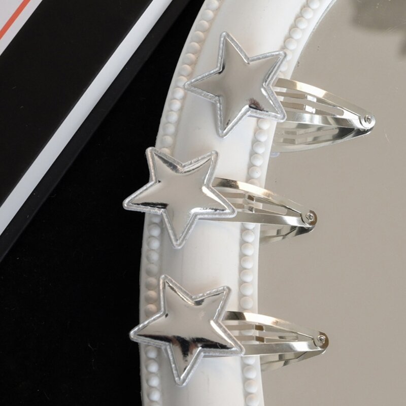 Y166 Star Hair Clips Silver Glitter Star Hair Clips Brooch Hair Clamps Barrettes for Girls Women Holiday Costume