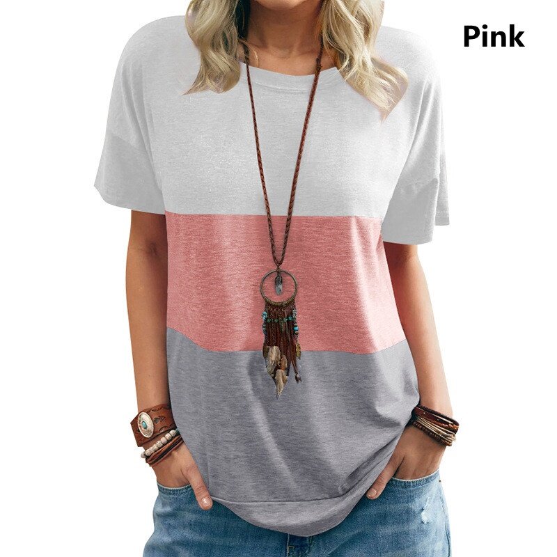 Camisetas de cuello redondo para mujer, ropa informal holgada que combina con todo, Tops básicos de Color sólido, jersey de manga corta 2023