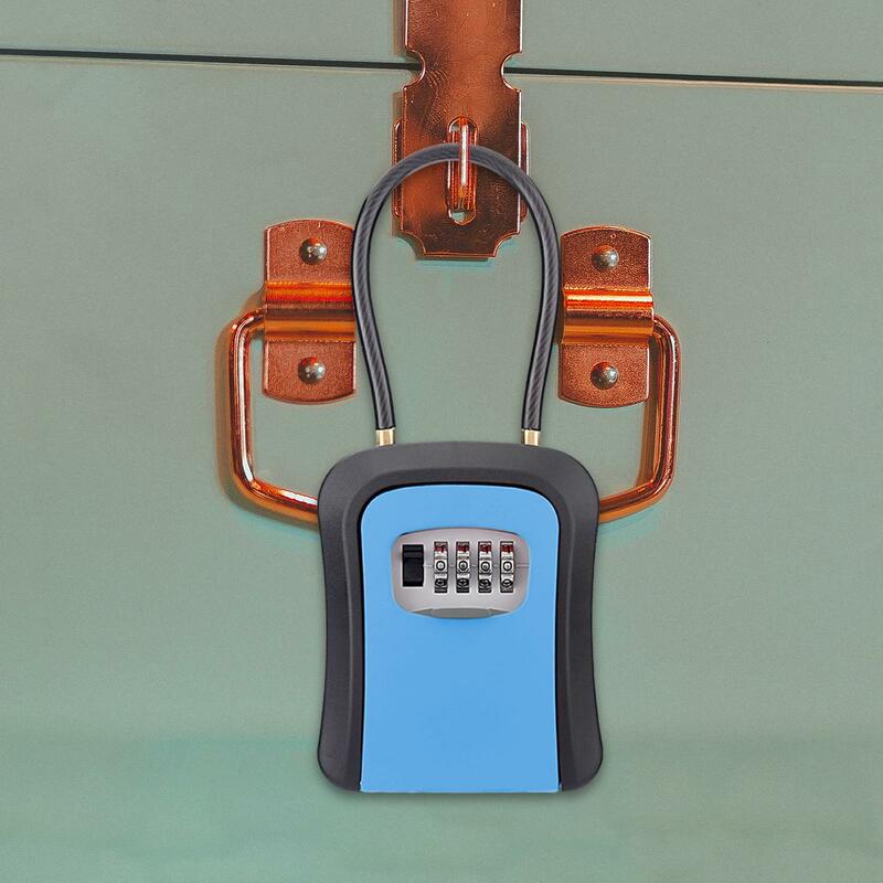 Chave Lock Box com 4 Dígitos Combinação, Key Security Box, Corrente Removível, Portátil, À Prova de Intempéries, Chaves Casa, Chaves do carro, Resistente