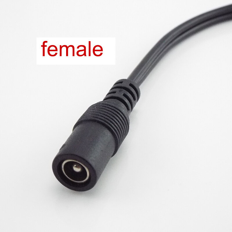 DC 1 Feminino para 2 Masculino Power Splitter Cable, 2.1*5.5mm, câmera CCTV, DVR Acessórios de Segurança, LED Light Strip