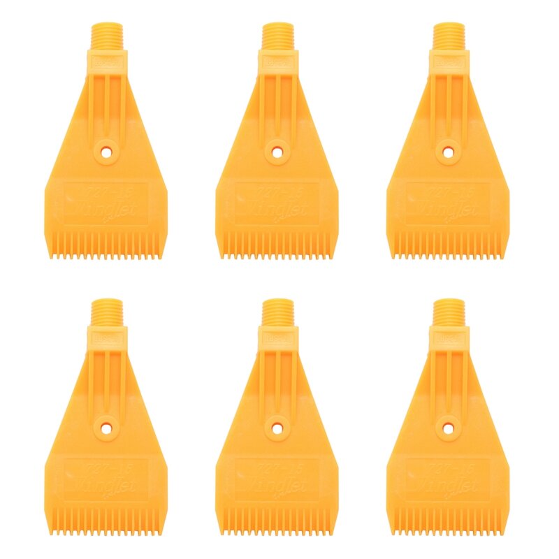 6X 1/4BSP Male Thread ABS Single Hole Air Blow Off Flat Jet Nozzle Yellow Retail