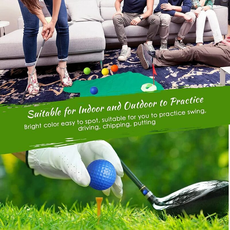 60 sztuk/paczka PE plastikowe piłki golfowe realistyczne czuć lotu piłki treningowe do wewnątrz lub na zewnątrz podwórku, losowy kolor