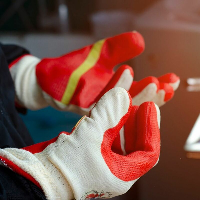 Mehrfarbige Arbeits sicherheits handschuhe gummi beschichtete Folien handschuhe dicker wasserdichter, verschleiß fester Handschutz für die Baustelle