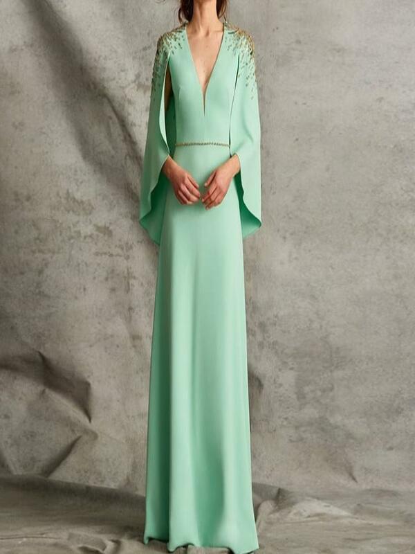 Olis arabska luksusowa dubajska syrena niebieska peleryna z koralikami suknia wieczorowa 2024 damska impreza LA