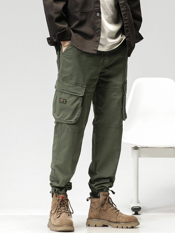 Pantalones Cargo rectos con múltiples bolsillos para hombre, pantalón largo táctico de estilo militar, pantalón de trabajo informal de algodón, primavera y verano