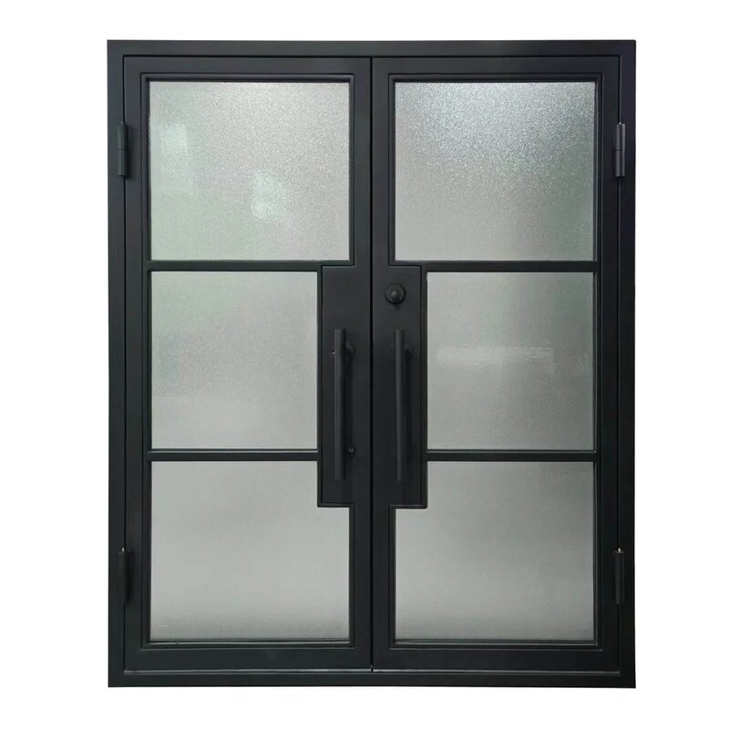 Puerta de vidrio de hierro forjado, diseño de puerta de cocina, Interior del hogar, venta al por mayor de fábrica