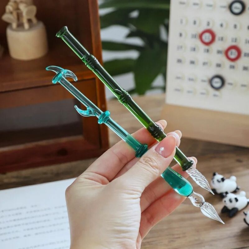 China-Chic Panda Series Glass Dip Pen Writing Pen Stationery Signature Dipped Pen Transparent Glitter Crystal Calligraphy Pen