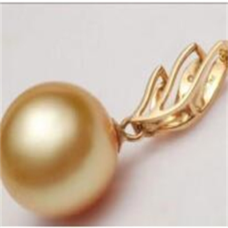 charming natural AAA 15-16mm yellow South Sea Shell Pearl Pendant Nceklacer