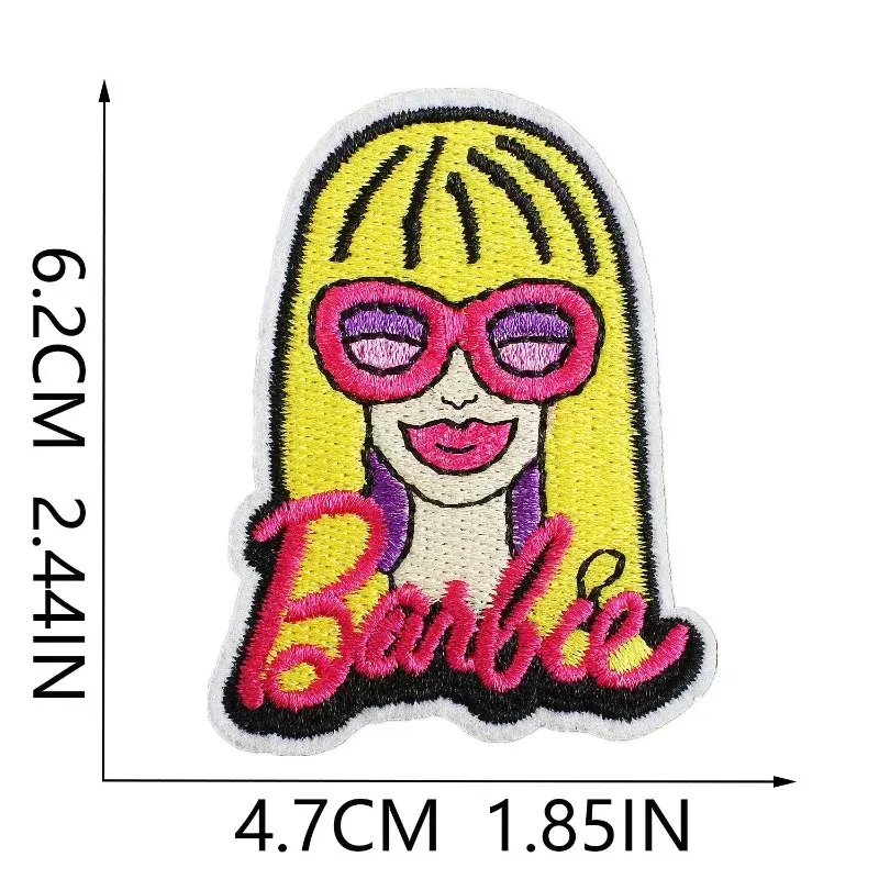 2024 heiße Stickerei Patch DIY Barbie Puppe Aufkleber Thermo kleber Abzeichen Emblem Eisen auf Patches Stoff Tasche Hut Stoff Zubehör