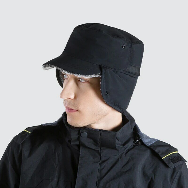 Unisex zimowy ochronny kask narciarski moda męska Lei Feng kapelusz odkryty wiatroszczelna wodoodporna imitacja sierść królika ciepła czapka