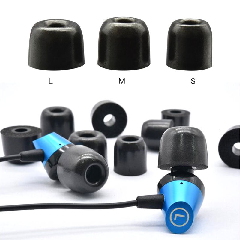 6Pcs T400โฟมจำรูปแผ่นรองหูฟังสำหรับ (L M S) 4.9มม.ผ้าฝ้าย Soundproof หูแผ่น Black3คู่