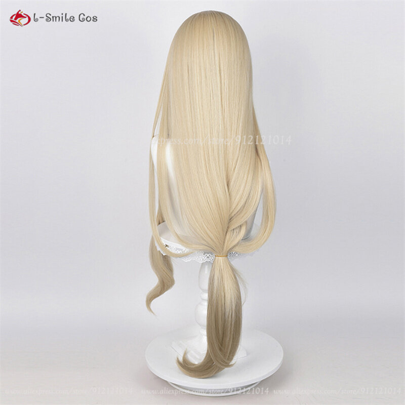 Luocha-Peluca de cuero cabelludo sintético para Cosplay, pelo de Anime degradado de lino de 90cm de largo, resistente al calor, con gorro