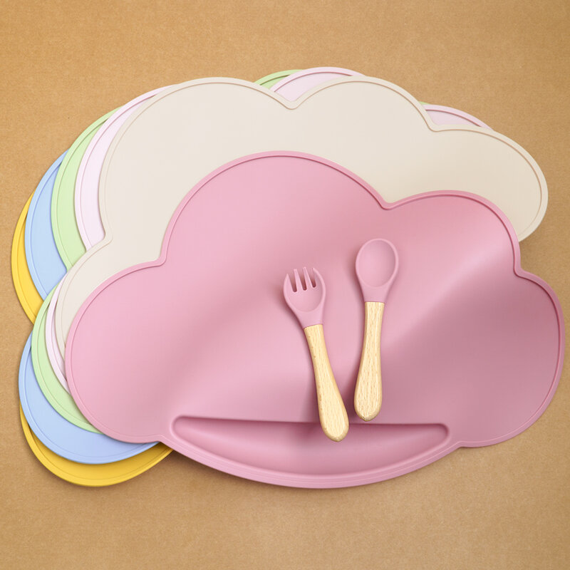 1pc Silicone Cloud Shape Baby Placemat Portable Placemat For Feeding Dishes Plate Kids Non-slip Plate Mat Children's Tableware