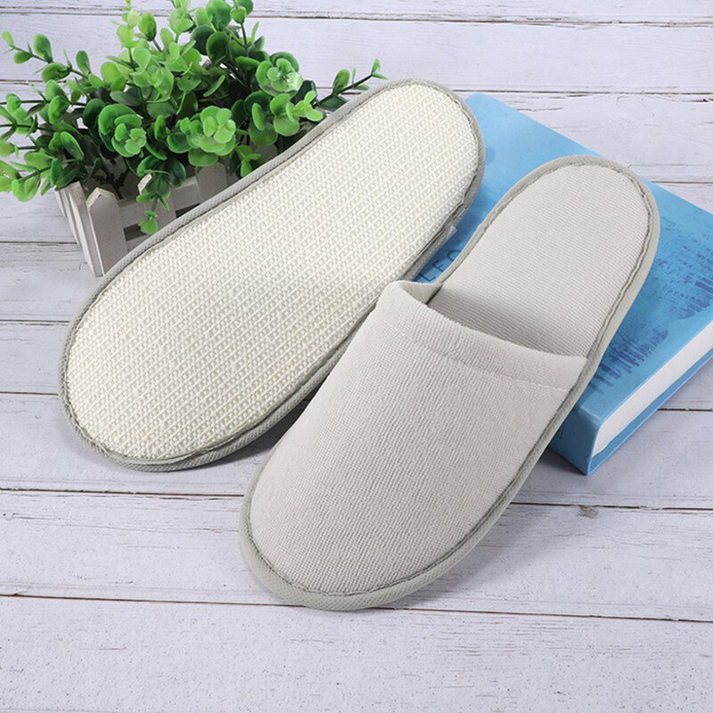 1pair Home Disposable Soft Slippers Spa Hotel Flat Shoes Flip Flops Closed Toe Indoor Slippers Men Women Guest Use Household