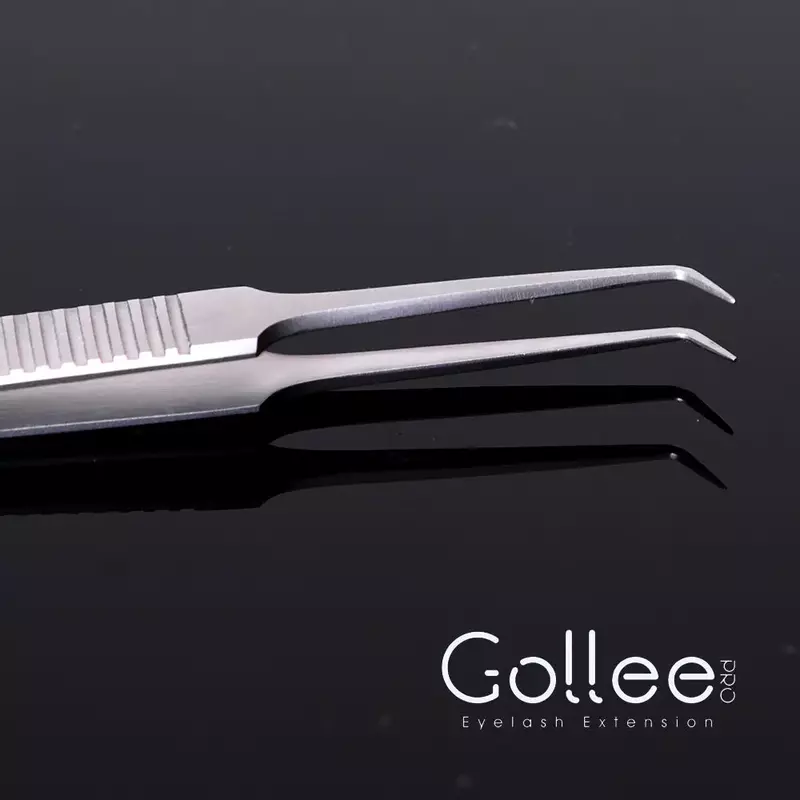 Gollee Stainless Steel Tweezers Anti-static Eyelash Extensions Flat Eyelashes Tip Curl Eyelash Tweezers Eyelash Extension Design