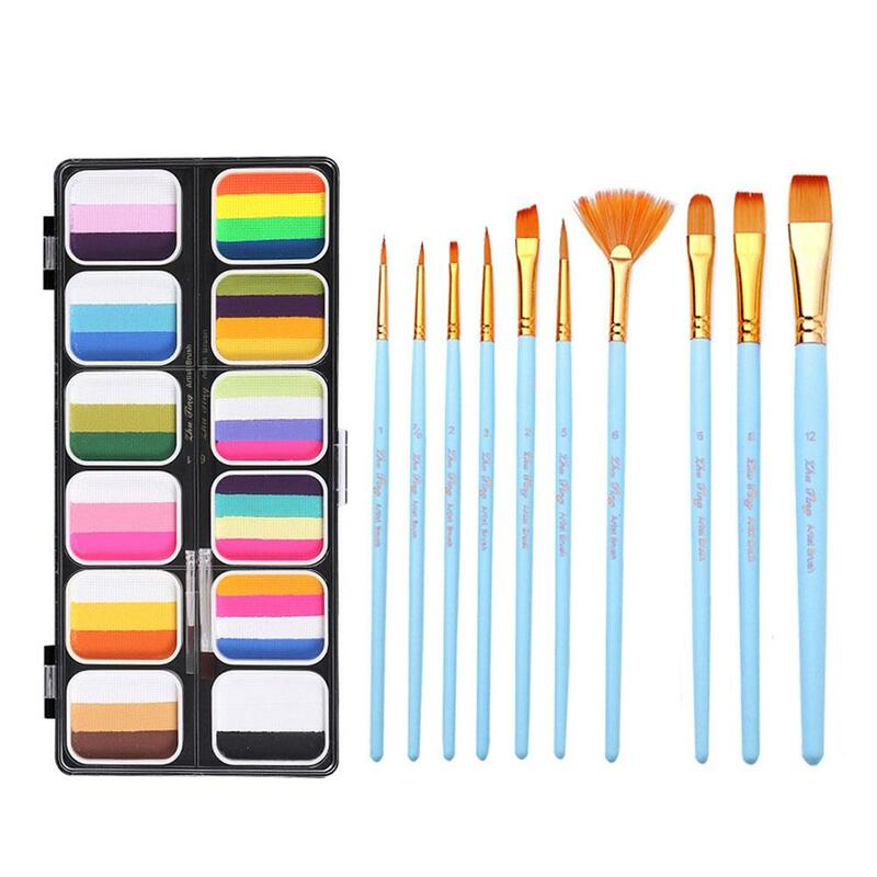 Face Body Paint Halloween Make up Flash Makeup Dress makeup brush cosplay kit brush face paint Palette paint Beauty with wi L8M3