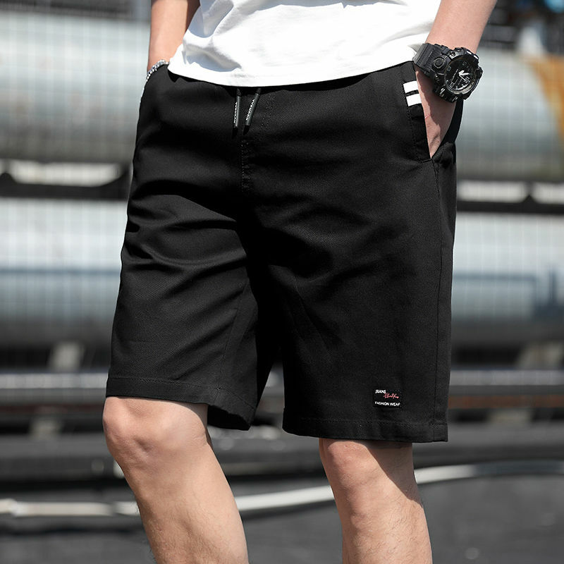 Fashion Elastic Lace Up Pockets Spliced Straight Casual Shorts Men's Clothing 2024 Summer Loose High Waist All-match Knee Shorts