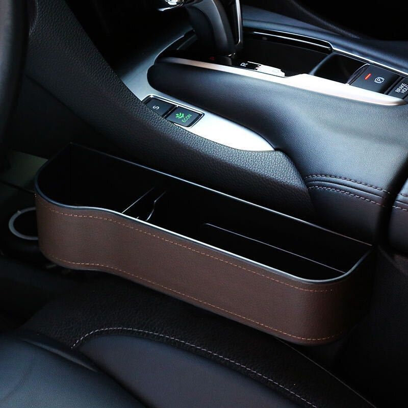 Leather Car Cup Holder Seat Organizer Holder Multifunctional Auto Gadget Seat Storage Box ABS Seat Seam Pockets Trunk Organizer