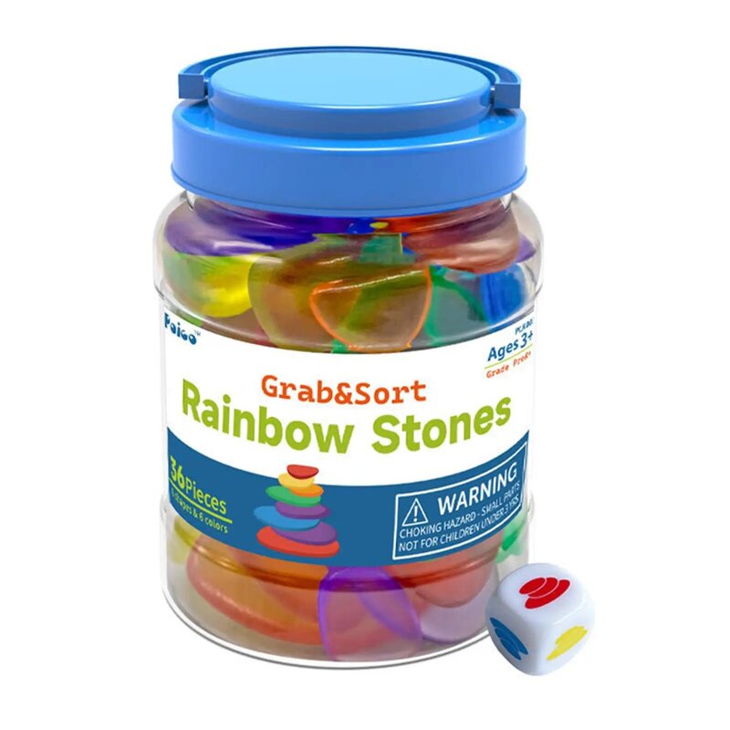 Jarra de pedras para jogos Atividade, Montessori Toy, Brinquedo empilhador para casa, 36x