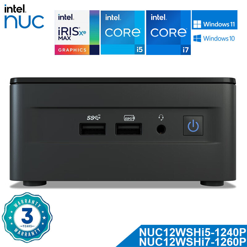 Intel NUC 12 ° NUC12WSHi5/i7 Processador Intel Core Intel Iris Xe Gráficos 4K Windows 11 Mini PC Desktop WIFI6 Dual Thunderbolt 4