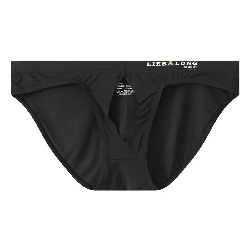 กางเกงในบิกินี่มีรูเปิดด้านหน้าทำจากผ้าไหมน้ำแข็งชุดชั้นในผู้ชายเซ็กซี่กางเกงใน bulge POUCH กางเกงชั้นในระบายอากาศชายเอวต่ำ