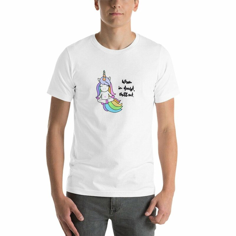 UNICORN MEDITATION CHILL OUT YOGA MINDFULNESS t-shirt oversize camicie grafiche tees ragazzi bianchi magliette per uomo graphic