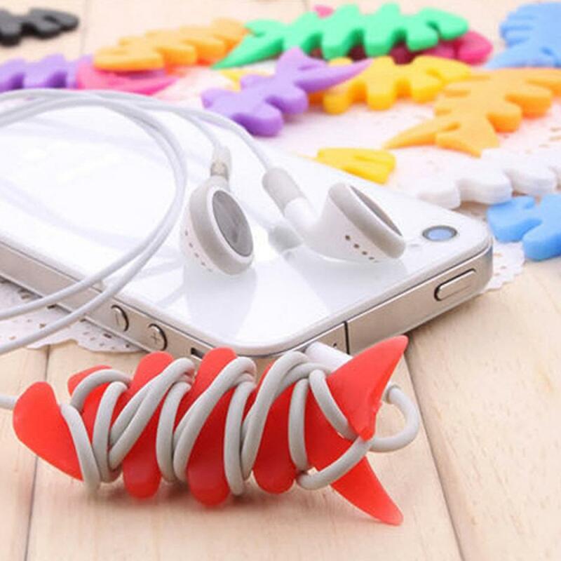 Silicone Fish Bone Cable Organizer Winder Cable Headphone Earphone Cord Wire Cable Organizer Holder Cord Holder Cable Manager