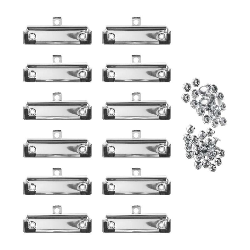 12x Mountable Clipboard Clips Heavy Duty Spring Loaded Hardware 3.94'' Stationery Plate Holder for Business Class Office