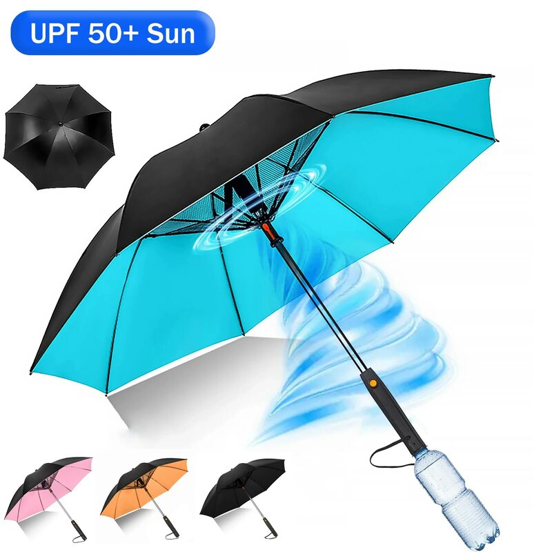 Parasol słoneczny z zaparowaniem wentylatora, przenośny wentylator na UPF 50 + słońce, parasol chłodzący, letnia chłodziarka na plażę, zasilany z baterii