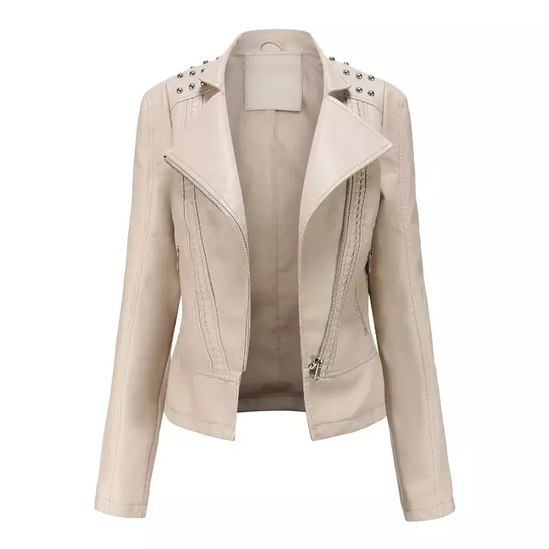 여성용 비즈 가죽 재킷, 레저 디자인 감각 오토바이 의류, 짧은 용수철, 가을 여성 아우터, 패션